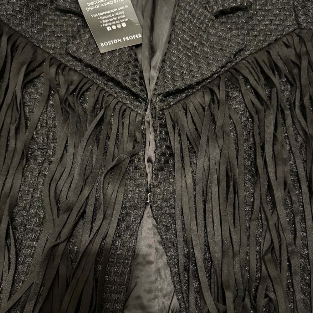 Boston Proper Black Fringed Cropped Blazer - NWT - Picture 6 of 8